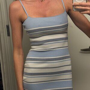 Super Down Size S Blue Spaghetti Strap Strip Dress
